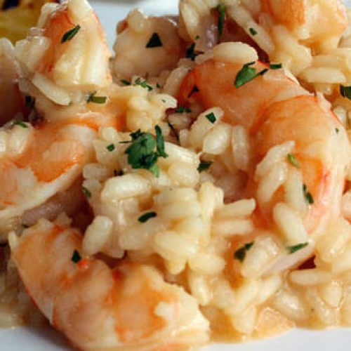 Risotto al cognac con scampi e tartufi